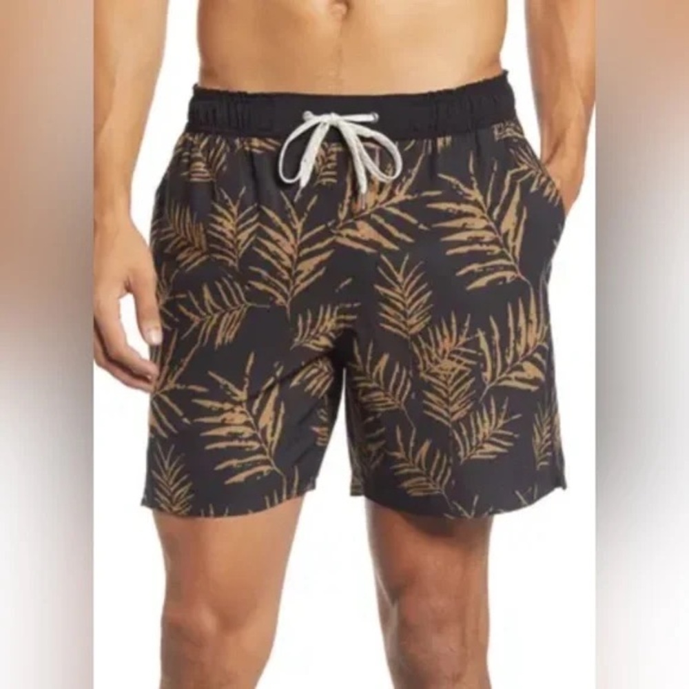 Vuori  Trunks with Tan Palm Print shorts